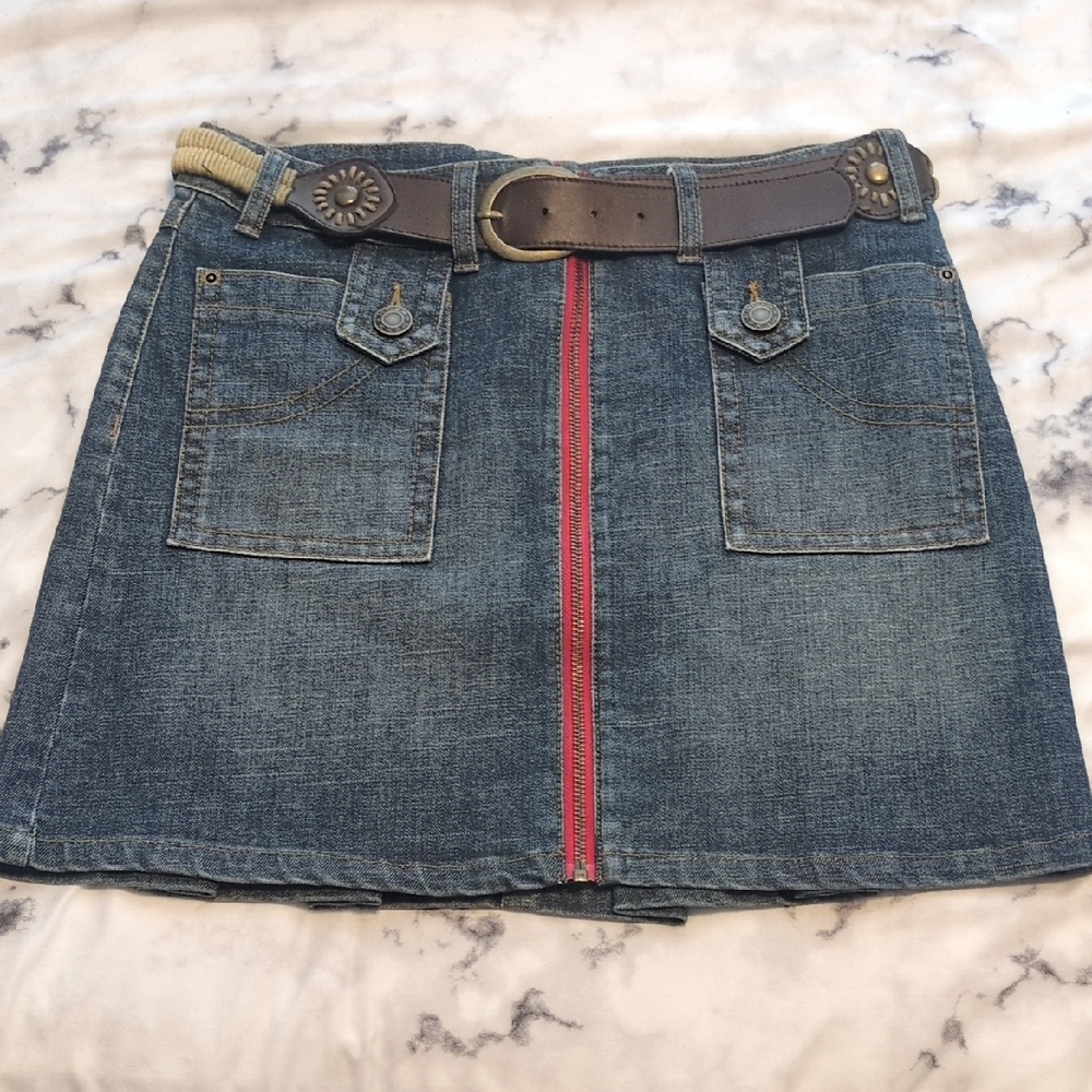 Mexx Denim Mini Skirt with Brown Belt